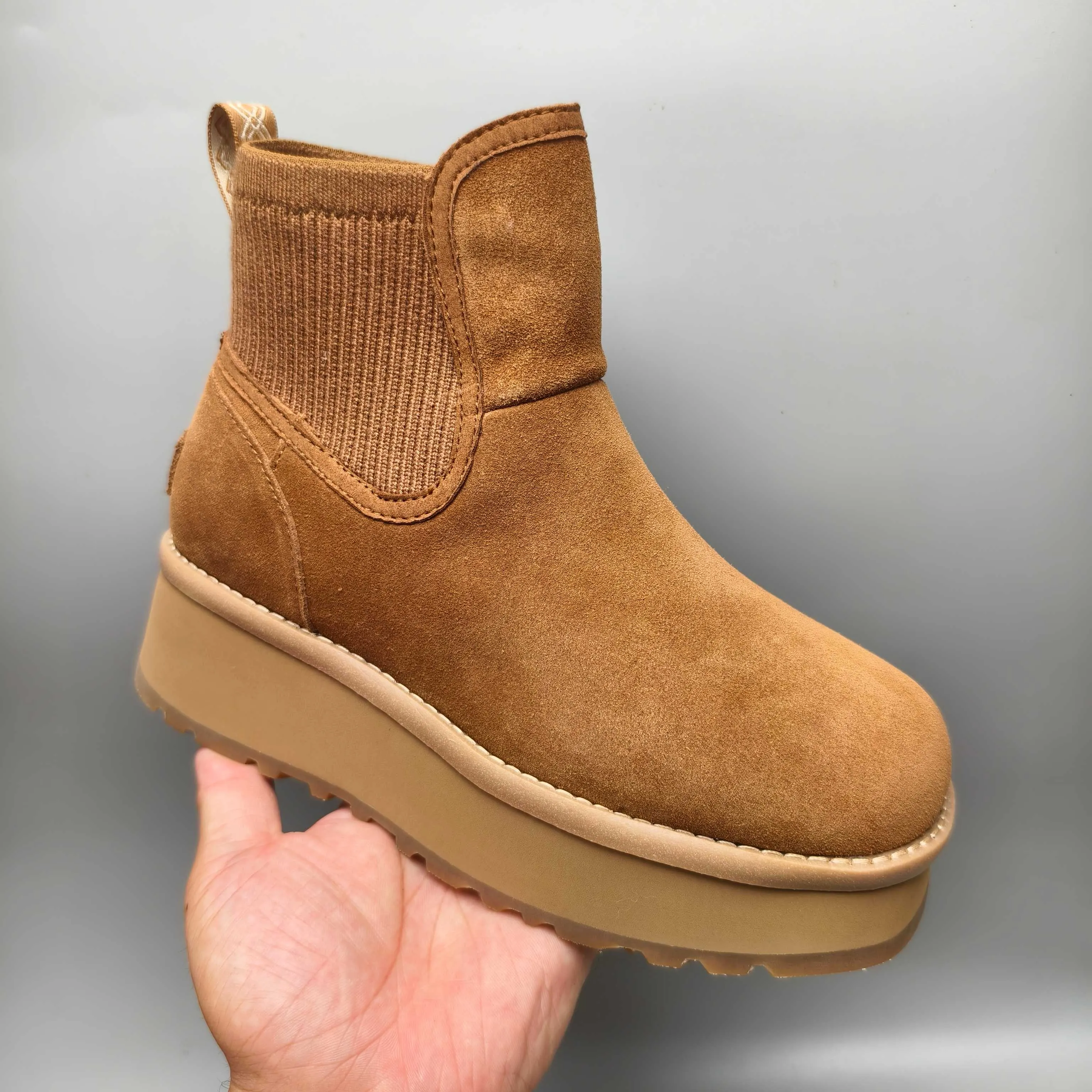 💰600 UGG sheepskin all-in-one snow boots 3258 5 cm thick-soled casual fashion shoes Color: Maroon Sand Size: 35-40